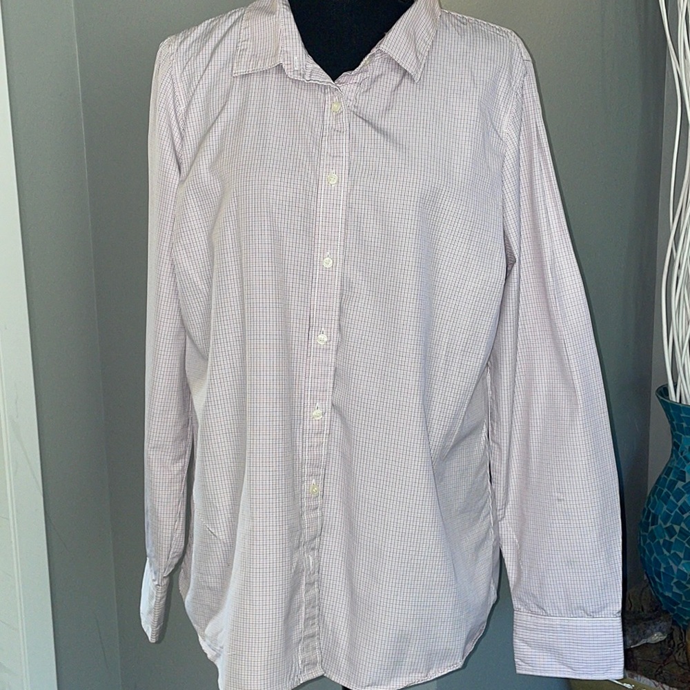 J. Crew Haberdashery Cotton Button Down in PInk/Gray Small plaid